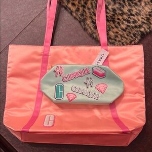 Clinique Pink and Peach Tote Bag Set